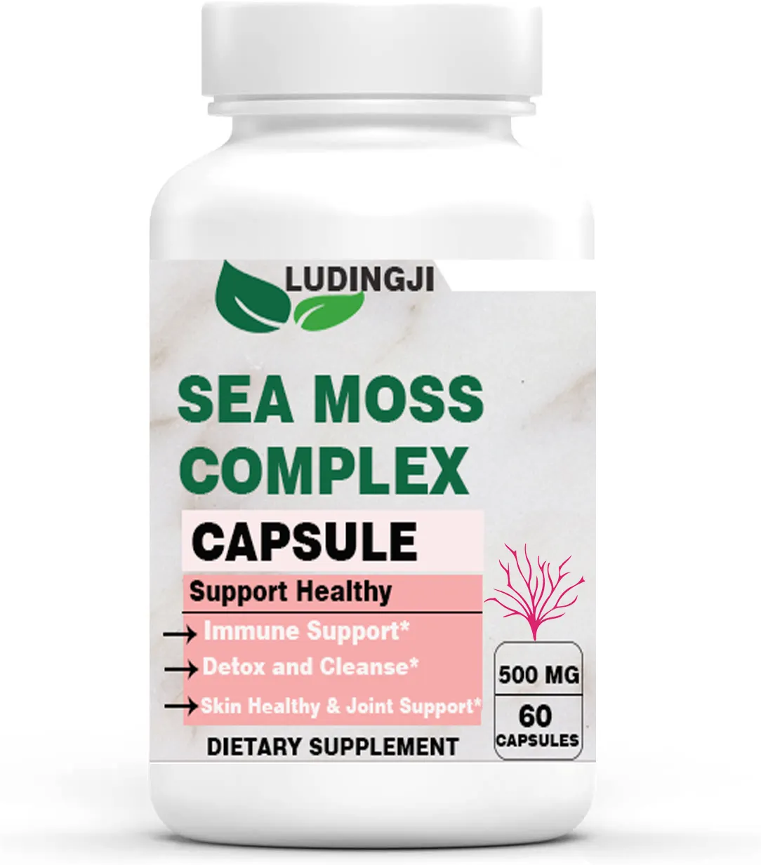 Amazon hot sell OEM Premium sea moss capsule 60 conteggi difesa supporto immunitario integratore Non ogm e senza glutine