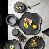 Plateau de service irrégulier en pierre mate japonaise de 15.5 "Vaisselle de buffet Vaisselle en porcelaine pour assiette en céramique Restaurant