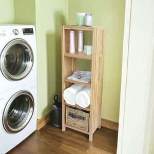 Modern Bamboo Natural 4-tier Multifunctional Bathroom Shelf Wood Shelving <b>Unit</b> <b>Corner</b> Shelves Stand Storage for Bathroom Living - Product Image 1