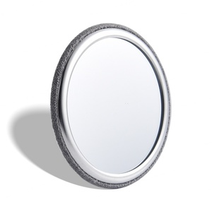 กระจกทรงกลมแฟชั่นลายดอกไม้ปักลายเหล็กสีเทาแบบถือ - Product Image 6
