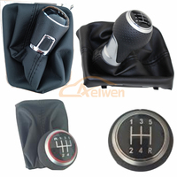 Aelwen 5-Gang-oder 6-Gang-Schaltknauf Auto-Getriebe griff für Sitz Leon Audi Citroen Chevrolet Fiat mit Lederstiefel