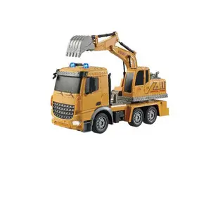 1:24 Enfants Construction Ingénierie Camions Digger Bulldozer Télécommande Voiture Rc Pelle Véhicules Jouets Cadeaux Avec Éclairage