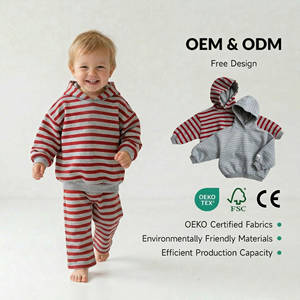 <span class=keywords><strong>Pull</strong></span> à <span class=keywords><strong>capuche</strong></span> en coton biologique pour garçons, avec logo personnalisé, vêtements à manches longues pour tout-petits, sweat à <span class=keywords><strong>capuche</strong></span> rayé pour enfants, vente en gros - Product Image 1