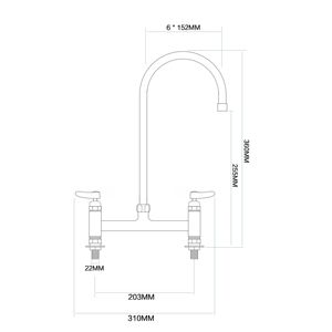 Grifo de Cocina Moderno de Latón Cromado de Primera Calidad, Doble Manija, Disco Cerámico, Flujo Suave, Caño Giratorio, Fácil Instalación, Grifo Mezclador - Product Image 2