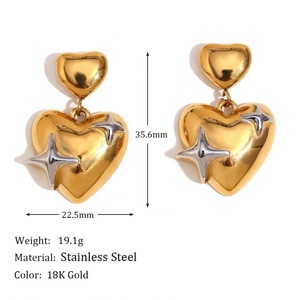 Dainty Custom Jewelry 18K Gold Plated <b>Heart</b> <b>Earrings</b> Stainless Steel <b>Earring</b> Fashion Jewelry for Women - Product Image 3