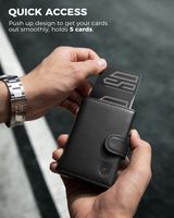 Portefeuille en cuir et aluminium pour homme, style premium, avec fermeture éclair personnalisée, porte-cartes magnétique pop-up, protection RFID, THUMBS-UP