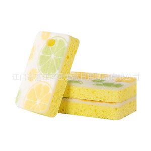 Esponja de Pulpa de Madera con Esquinas Redondeadas, Diseño de Limón, Doble Capa, para Lavar Platos, Elimina Manchas Fuertes, Absorbente, para Limpieza de Cocina - Product Image 4
