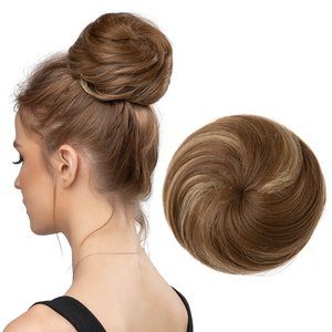 Chignons synthétiques à clipser avec cordon de serrage, extensions de cheveux en forme de donut pour femmes blanches - Vente en gros - Product Image 1