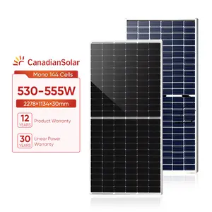 Canadiense BiHiKu6 reputación confiable 520 ~ 550W tipo PV módulo bifacial productos de panel solar