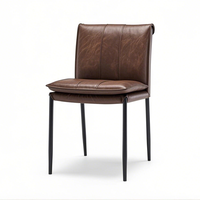 Chaise de salle à manger en métal rembourrée de style minimaliste italien, couleur marron, adaptée aux restaurants, hôtels, appartements et bureaux