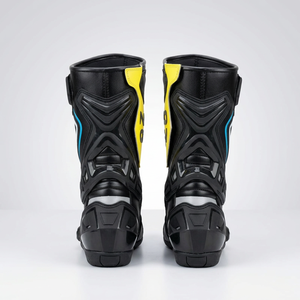 <b>Plastic</b>/PU Upper Mid-Calf Waterproof Motorbike Racing Boots Multi Color Unisex Riding Shoes Black Blue <b>Mesh</b> Lining Zip - Product Image 5
