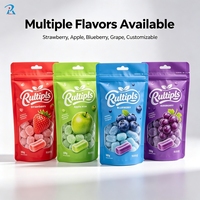 Sachet refermable autoportant avec fermeture éclair pour bonbons, gommes et emballages de snacks, impression personnalisée, sac en plastique de qualité alimentaire, vente en gros