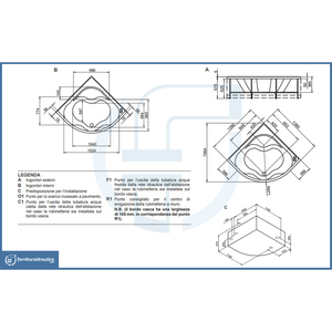 Baignoire d'angle Amber 140x140cm, produit haut de gamme dans la catégorie des baignoires - Product Image 2