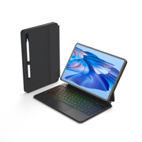 Casing Tablet Samsung Galaxy Tab S9/S8/S7 11 ", sarung Keyboard ajaib dengan penutup Tablet magnetik Slot pena eksternal (putih)