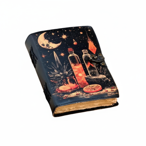 Witchcraft Grimoire Leather Journal Sun and Moon spell Book of SHADOW ของขวัญท้องฟ้าแนววินเทจพร้อมกระดาษและล็อค - Product Image 1