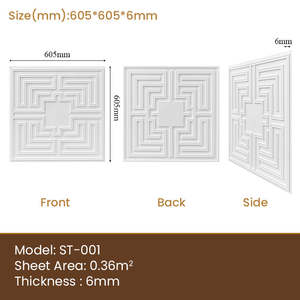 Panneau <span class=keywords><strong>de</strong></span> plafond en <span class=keywords><strong>PVC</strong></span> 3D imperméable, carreaux <span class=keywords><strong>de</strong></span> plafond en plastique résistants à l'humidité pour <span class=keywords><strong>salle</strong></span> <span class=keywords><strong>de</strong></span> <span class=keywords><strong>bain</strong></span>, cuisine et intérieur commercial - Product Image 2