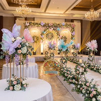 Papillon 3D géant en organza de soie, fleur décorative, toile de fond écologique, centre de table pour événements de mariage, décorations de table