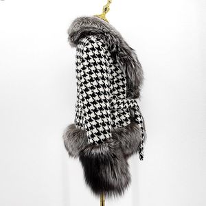 Mengjiqiuchen-blouson en laine pour femmes, avec cordon <span class=keywords><strong>de</strong></span> serrage, veste courte en fourrure <span class=keywords><strong>de</strong></span> renard, mode automne-hiver, vente en gros, QC21076 - Product Image 2