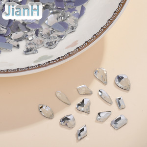 مثقاب أظافر أبيض مسطح على شكل هندسي من الزجاج ، أحجار الراين ذات الإصلاح السريع ، مصنعي الماس ديي بالجملة - Product Image 2