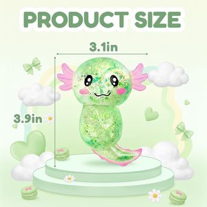 Glitter Axolotl <b>Squishy</b> Toy TPE Stretchy Stress Ball Soft Squeeze Sensory Fidget For Kids Adults Cute Easter Gift - Product Image 3
