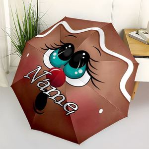 1 Parapluie pliant personnalisé avec visage de bonhomme en pain d'épices, sans MOQ, cadeau de vacances personnalisé, impression UV, commande unique, Payung Custom - Product Image 2