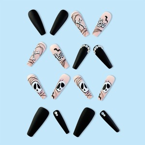 Fournitures pour ongles de luxe Produits de beauté Appuyez sur les ongles <span class=keywords><strong>Halloween</strong></span> Squelette Chauve-souris Noir Fil <span class=keywords><strong>Dessin</strong></span> Conseils Ongles En Gros 24pcs Réutilisable - Product Image 3