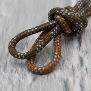 <strong>Brown</strong> Base White Dot Interwoven Round Braided 4.7mm Printed Two Tone Polyester <strong>Shoelaces</strong> for Hiking Boots Casual Sneakers - Product Image 5
