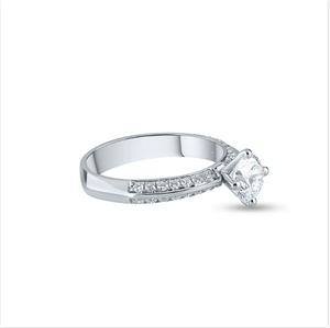 Bague solitaire classique intemporelle en diamant rond pour des occasions spéciales avec une pierre taillée brillante scintillante d'Inde - Product Image 5