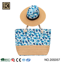 Bolsa de lona estampada para playa, sombrero de paja de Panamá con papel, gran oferta 2021, nueva venta al por mayor, tela de lona de algodón personalizada para mujer