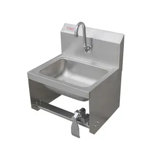 Stainless Steel Wall Mount Hand Sink Commercial Kitchen Wash Basin With Faucet For Restaurant Kitchen