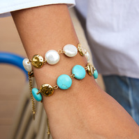 Design de mode Verre Perle Turquoise Bracelet Étanche En Acier Inoxydable Bracelet Bijoux Creative Fête Cadeau