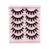 Extensions de cils en fourrure naturelle douce, fabriquées à la machine, réutilisables, populaires, aspect naturel, bande transparente invisible, plateau rose, vente en gros