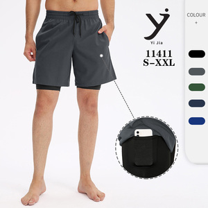 Pantalones cortos de gimnasio 2 en 1 para hombre, pantalones cortos de entrenamiento de baloncesto con forro de compresión, pantalones cortos de entrenamiento elásticos de secado rápido - Product Image 2
