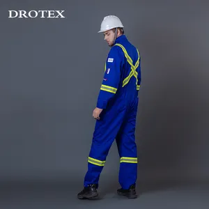 DROTEX üniforma iş elbiseleri elektrikçi yangına dayanıklı güvenlik mavi kaba tulum Nomex tulum giymek