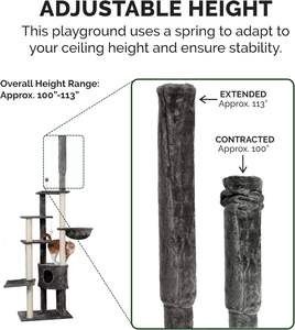 Tigre resistente grattacielo gatto 100 \ "-114 \" altezza regolabile Playtower interattivo per interni gatto giocattolo grigio Sisal pink Post uguale - Product Image 5