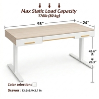 Bureau informatique ergonomique moderne assis-debout motorisé avec rangement et étagère pour écran, écologique pour chambre à coucher