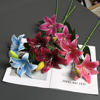 2 Blumen 1 Knospe Lilie Künstliche 3D-gedruckte Weiche PVC-Blumen Heimtextilien Hochzeits-Blumenarrangements Partydekoration