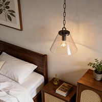 Luminaire suspendu en verre conique moderne à tête unique, style minimaliste américain, pour îlot de cuisine, vente en gros OEM