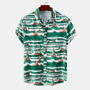 Oem/Odm Hombr Camisa Para 2024 Europese En Amerikaanse Strandkleding Voor Heren Hawaiiaanse Overhemden Met Korte Mouwen, Zomer Casual Hawaii-Shirts