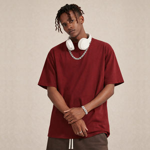 T-shirt oversize pour homme, 100% coton, couleur unie, col rond, tissu épais, personnalisable, vente en gros - Product Image 1