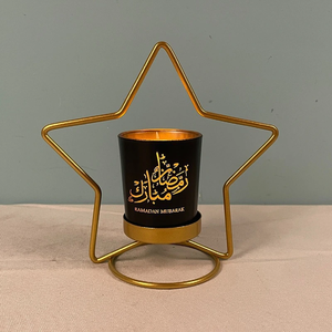 DAMAI Ramadan Gold Moon Shaped Metal Pillar Candle Holder Centerpiece Candlestick Stand - Product Image 6