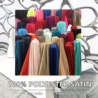 Tissu en satin de soie extensible 100 % polyester respirant, tricoté, pour doublure de robe de mariée, jouets, garçons, teint uni, vente en gros