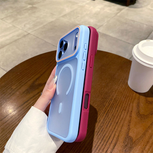 เคสแม่เหล็กแบบด้านกึ่งโปร่งแสงสำหรับ iPhone 18 17 16 15 14 Plus 13 12 11 Pro Max  แบบสองสีตัดกัน  วัสดุ TPU แข็ง - Product Image 4