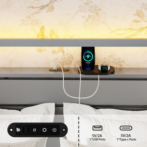 Modernas LED Metal <b>Bed</b> Full King & <b>Queen</b> <b>Size</b> Wooden Platform with Storage & Drawers for Bedroom Hotels Apartments & Villas - Product Image 5