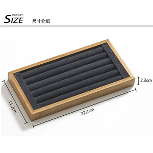 Luxe en bois petit bijoux velours <span class=keywords><strong>cuir</strong></span> présentoir organisateur empilable anneau porte-plateaux collier - Product Image 5