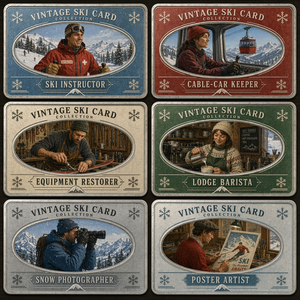 Collection Premium de Cartes à Collectionner en Métal Série Ski Alpin – Art Émail Ovale Vintage <span class=keywords><strong>Alpes</strong></span> Sports d'Hiver pour Collectionneurs - Product Image 6