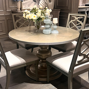 <span class=keywords><strong>Table</strong></span> à manger en bois massif antique, design traditionnel, style vieilli, meubles de luxe américains/français de style royal, sièges extensibles - Product Image 1