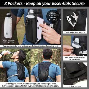 Chaleco Deportivo Ligero y Transpirable con Reflectivo e Impermeable para Senderismo, Ciclismo, Entrenamiento y Running con Bolsa de Hidratación - Product Image 4