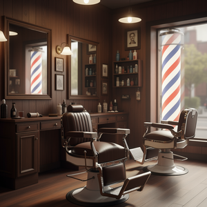 Camiseta con diseño de bandera americana negra para hombre, estilo Barber Pole, temática de barbería - Product Image 3