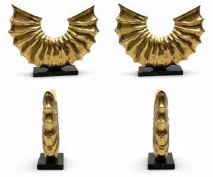 Sculpture abstraite en aluminium de qualité supérieure avec base en marbre, pièce d'art décorative moderne dorée - Product Image 3